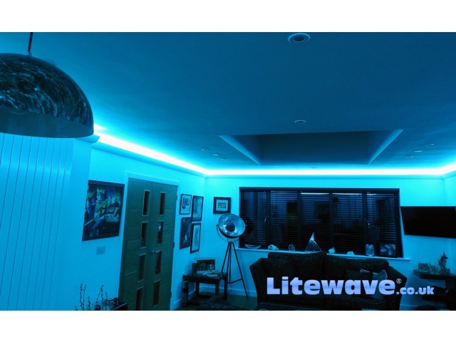 Wall Uplighting displaying Blue - Litewave Professional RGB LED Strip 60 LEDs per Metre 24vdc Constant Current
